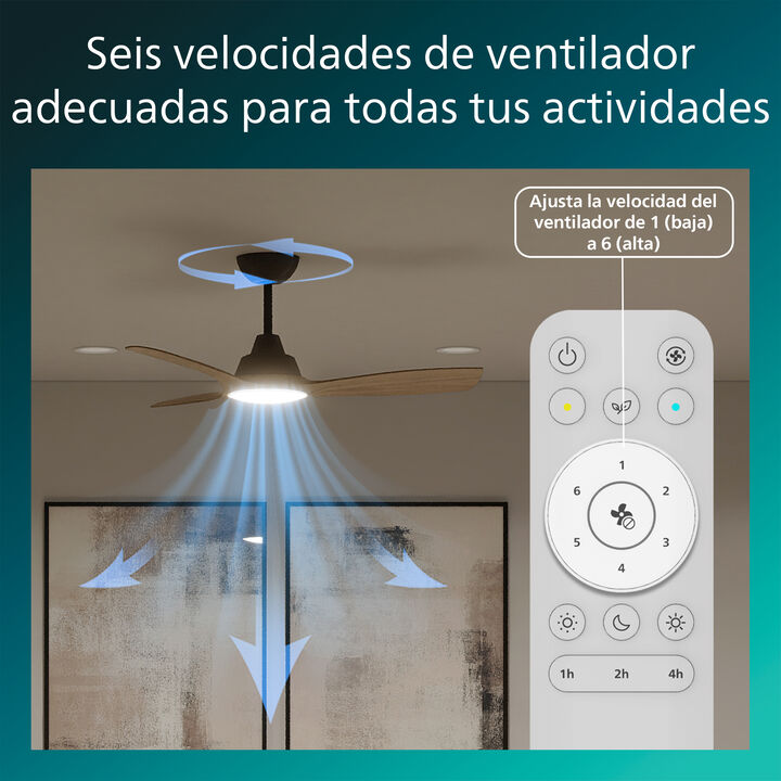 Ventilador de Techo Olas 42&Prime; DC Negro Madera