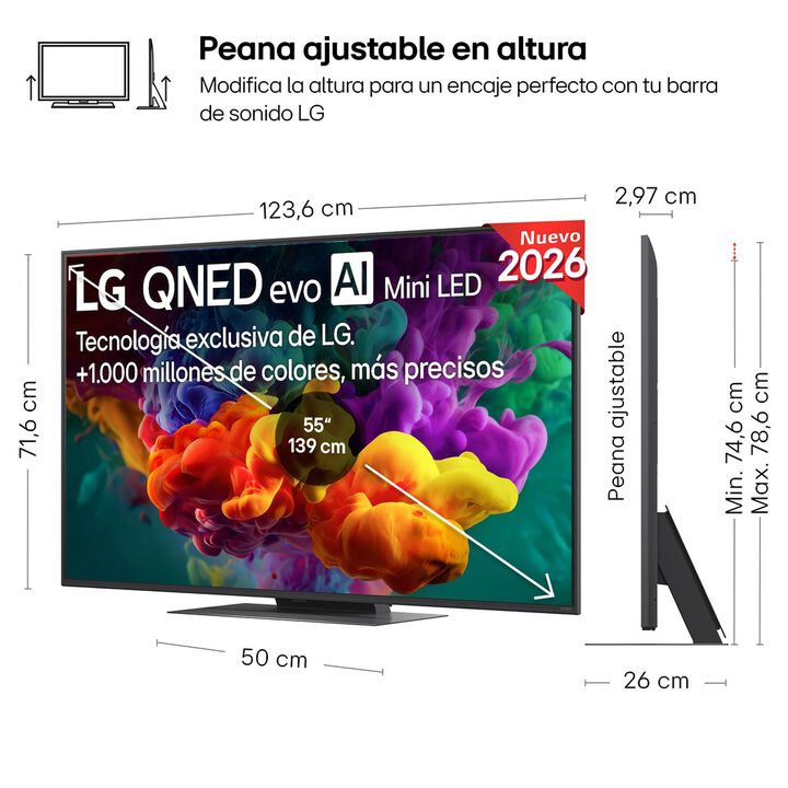 Smart TV LG QNED evo MiniLED AI QNED87 55 pulgadas 4K 2026