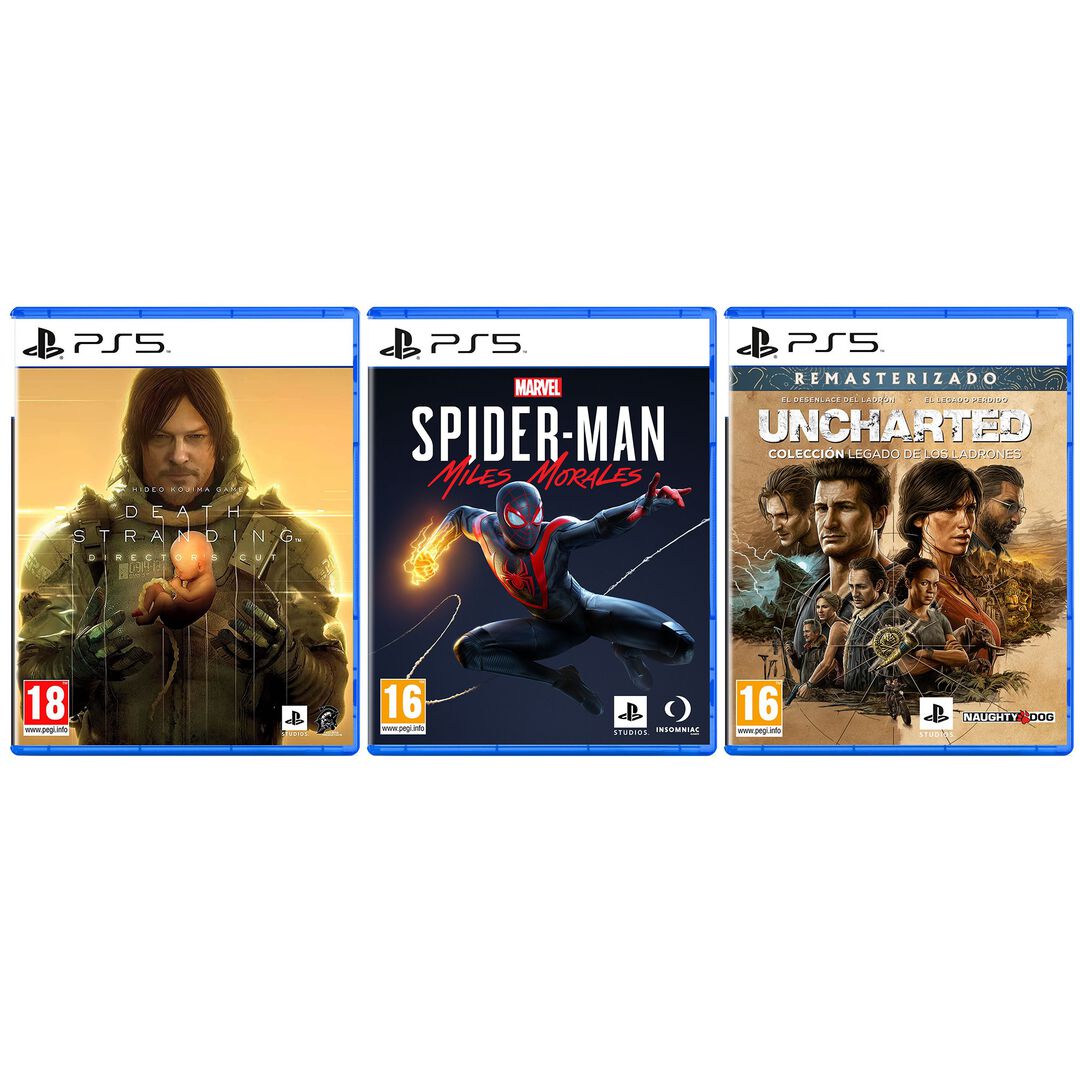 Pack DeathStranding+Uncharted+SpiderManMorales PS5