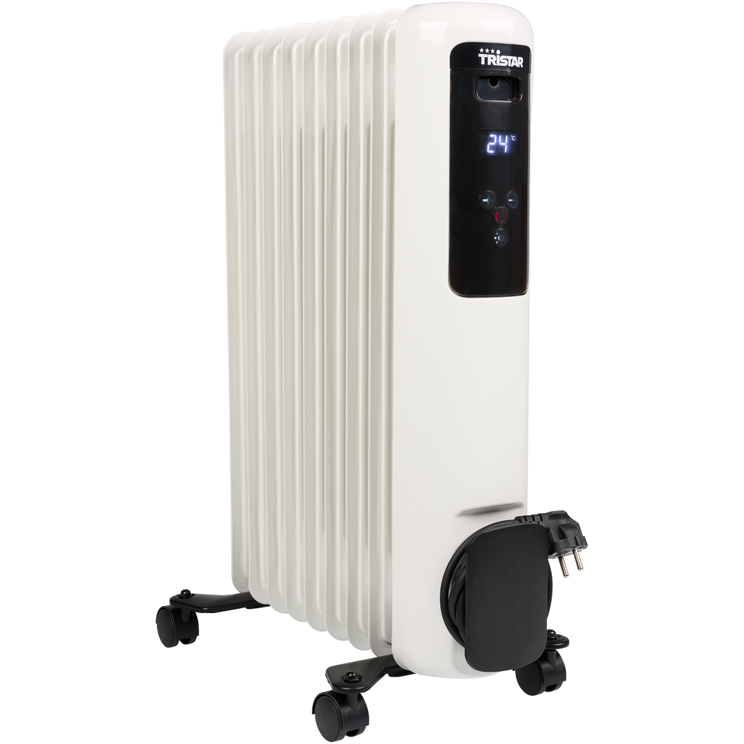 El radiador de aceite Tristar KA-5189 es una soluci&oacute;n de calefacci&oacute;n vers&aacute;til y eficiente para tu hogar. Con 9 aletas y una gama de ajustes de calor que van desde 800 a 1200 a 2000 vatios, este radiador asegura un calor personalizado que se adapta a tus necesidades. Equipado con un termostato ajustable, te permite mantener la temperatura deseada sin esfuerzo. La seguridad es una prioridad, ya que este dispositivo cuenta con protecci&oacute;n contra sobrecalentamiento y antivuelco, brind&aacute;ndote tranquilidad mientras mantiene tu espacio acogedor. Experimenta la comodidad ininterrumpida, ya que este radiador funciona en silencio, proporcionando un calor constante sin ning&uacute;n ruido molesto.