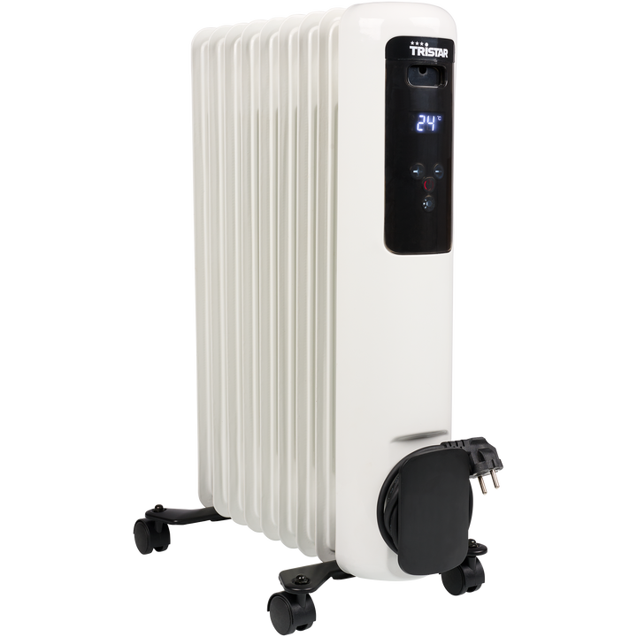 El radiador de aceite Tristar KA-5189 es una soluci&oacute;n de calefacci&oacute;n vers&aacute;til y eficiente para tu hogar. Con 9 aletas y una gama de ajustes de calor que van desde 800 a 1200 a 2000 vatios, este radiador asegura un calor personalizado que se adapta a tus necesidades. Equipado con un termostato ajustable, te permite mantener la temperatura deseada sin esfuerzo. La seguridad es una prioridad, ya que este dispositivo cuenta con protecci&oacute;n contra sobrecalentamiento y antivuelco, brind&aacute;ndote tranquilidad mientras mantiene tu espacio acogedor. Experimenta la comodidad ininterrumpida, ya que este radiador funciona en silencio, proporcionando un calor constante sin ning&uacute;n ruido molesto.