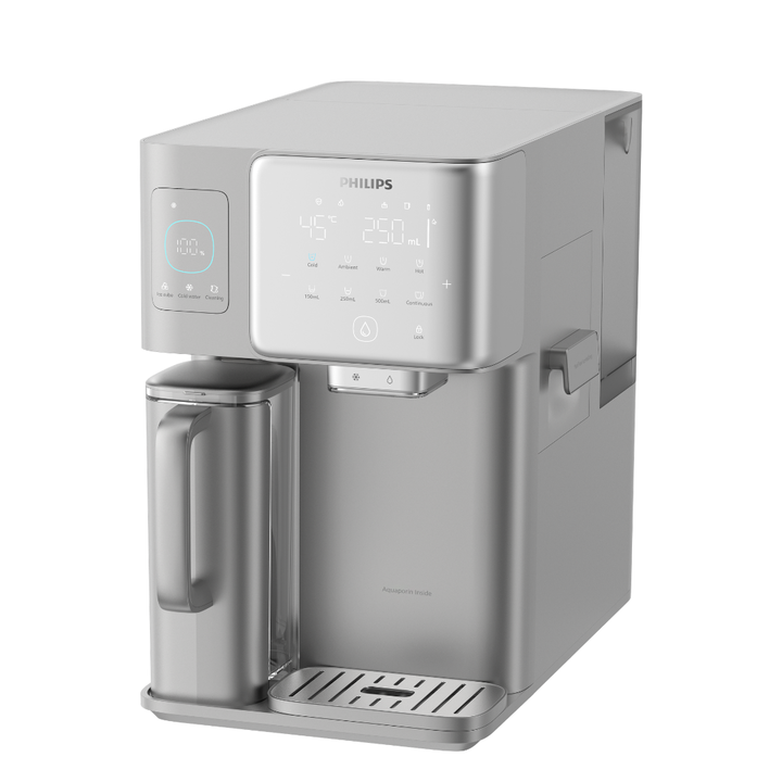 Estaci&oacute;n de agua Philips Serie 7000 con &oacute;smosis inversa, dispensado de agua fr&iacute;a, caliente y hielo. Filtraci&oacute;n avanzada Aquaporin que elimina hasta el 99,99 % de contaminantes, dep&oacute;sito de 6 L, control t&aacute;ctil y m&uacute;ltiples ajustes de temperatura y volumen para una hidrataci&oacute;n segura, c&oacute;moda y completa.