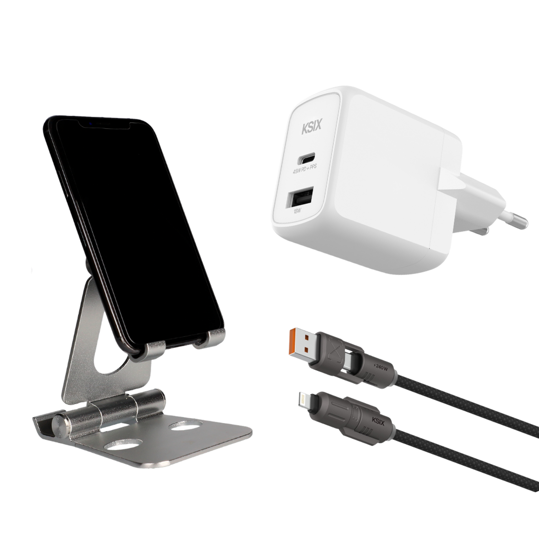 Cargador 45W+ Soporte Met&aacute;lico + Cable 240W