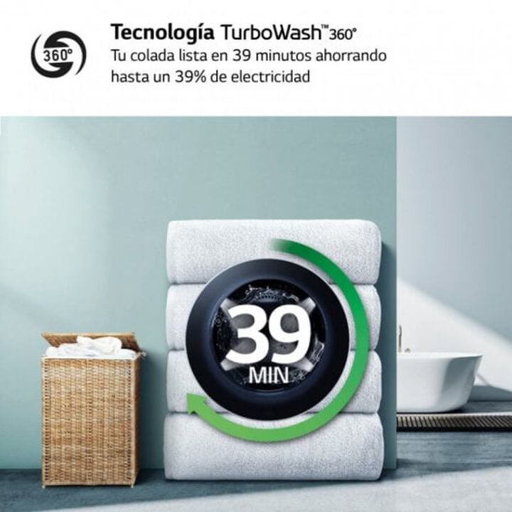 Lavadora LG 9 kg con AI Direct Drive, TurboWash 360 y Steam