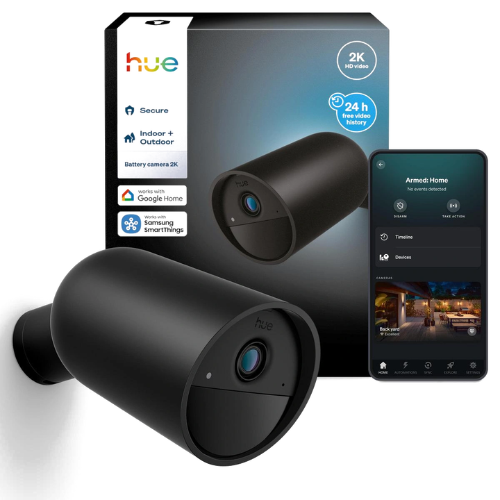 Camara Videovigilancia 2K, Negra, con bateria