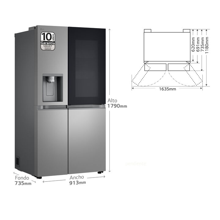 Frigor&iacute;fico americano LG con InstaView y dispensador de agua y hielo sin toma.