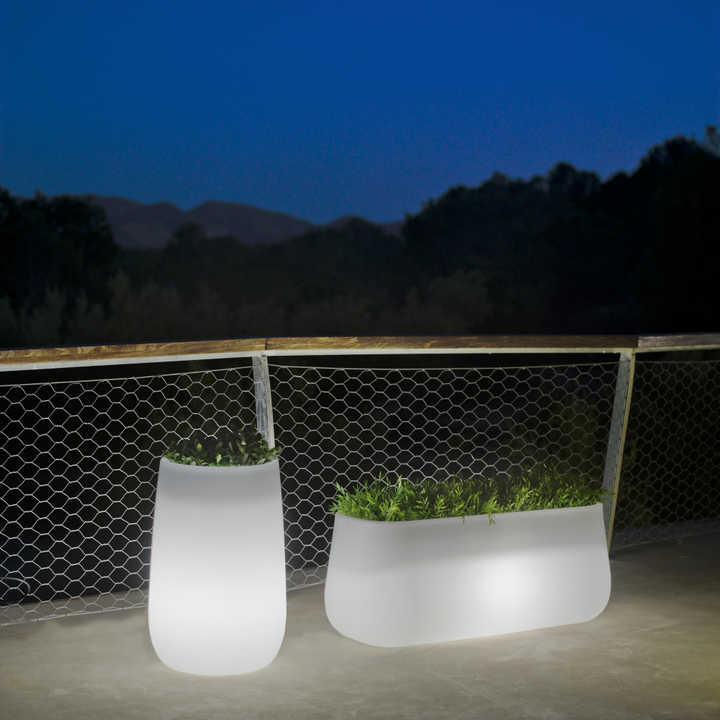 Macetero Camelia high Solar + Bater&iacute;a Luz RGBWW