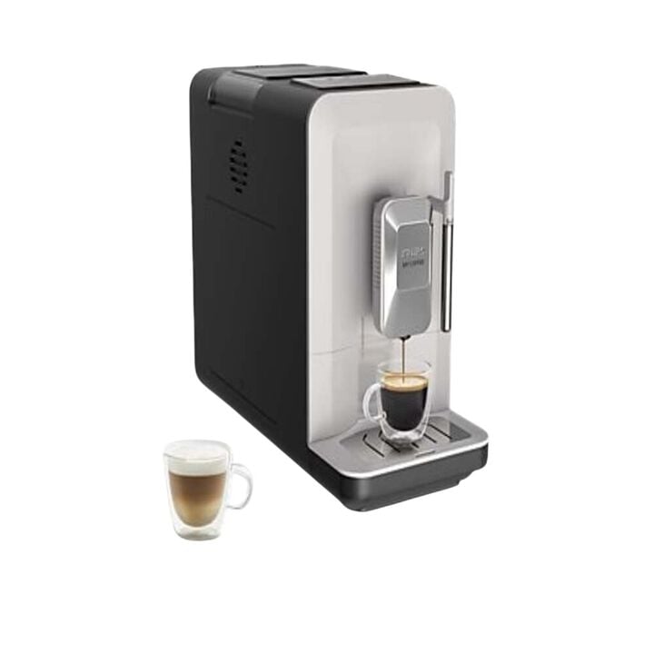 Krups My Coffee, la cafetera superautomatica compacta con molinillo de acero inoxidable, pantalla t&aacute;ctil y tres recetas de caf&eacute; reci&eacute;n molido.