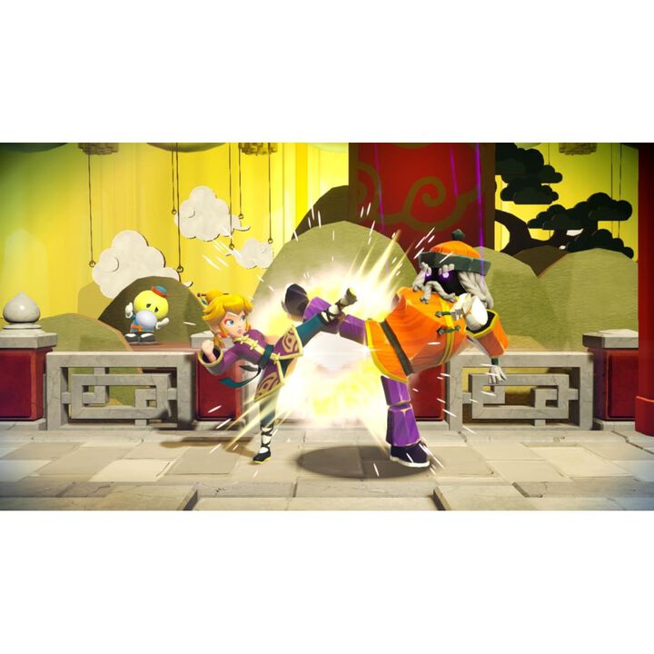 PRINCESS PEACH SHOWTIME! NINTENDO SWITCH VERSI&Oacute;N ESPA&Ntilde;OLA

El escenario est&aacute; listo para que vivas una gran aventura en Princess Peach: Showtime! para Nintendo Switch!

&iexcl;La princesa Peach acapara todos los focos!

La princesa Peach y sus amigos llegan al Teatro Esplendor para disfrutar del espect&aacute;culo, pero la malvada Grape y la Compa&ntilde;&iacute;a Mala&uacute;va irrumpen en escena y se adue&ntilde;an del lugar. La obra perfecta se convierte en tragedia, as&iacute; que... &iexcl;Peach deber&aacute; luchar para sacar la funci&oacute;n adelante y que no se cierre el tel&oacute;n!

Una obra muy lucida

&iexcl;Usa la cinta que Peach recibe de manos de Lucy, la guardiana del teatro, para enfrentarte a la Compa&ntilde;&iacute;a Mala&uacute;va y salvar a los int&eacute;rpretes!
Transformaciones sensacionales

Al transformarse, Peach obtiene nuevas habilidades. Como espadachina, mantendr&aacute; a raya a la Compa&ntilde;&iacute;a Mala&uacute;va a espadazo limpio; como detective, investigar&aacute; las pistas para desenmascarar al culpable. Hay muchos espect&aacute;culos que rescatar, as&iacute; que m&aacute;s transformaciones aguardan entre bambalinas, &iexcl;como la de repostera y la de maestra de kung-fu!