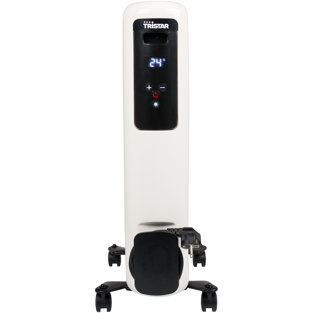 El radiador de aceite Tristar KA-5189 es una soluci&oacute;n de calefacci&oacute;n vers&aacute;til y eficiente para tu hogar. Con 9 aletas y una gama de ajustes de calor que van desde 800 a 1200 a 2000 vatios, este radiador asegura un calor personalizado que se adapta a tus necesidades. Equipado con un termostato ajustable, te permite mantener la temperatura deseada sin esfuerzo. La seguridad es una prioridad, ya que este dispositivo cuenta con protecci&oacute;n contra sobrecalentamiento y antivuelco, brind&aacute;ndote tranquilidad mientras mantiene tu espacio acogedor. Experimenta la comodidad ininterrumpida, ya que este radiador funciona en silencio, proporcionando un calor constante sin ning&uacute;n ruido molesto.