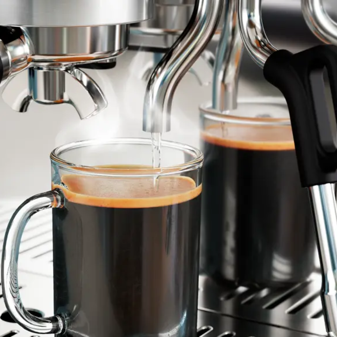 Sumérgete en el variado mundo del café con el contenedor de granos de 250 g para conservar la frescura. Mejora tu experiencia de café con la tranquilidad de que cada preparación conserva su rico aroma. Disfruta de un rico y cremoso café en cada taza gracias al porta litros de acero inoxidable de 58 mm de nivel profesional y las cestas de ltros de una y doble pared. El tamaño de este porta litros te permite crear el perfecto café espreso de color marrón dorado con una espumosa crema aromática y garantiza una extracción más uniforme del café molido gracias a una distribución más amplia del agua. Además, admite una dosis más grande de café molido para conseguir una taza más rica y robusta.Prensa los granos de café molido sin esfuerzo usando el prensador calibrado de acero inoxidable con cabeza plana, que garantiza la presión correcta y crea una super cie equilibrada y uniforme. Mejora tu experiencia de preparación de café con precisión y facilidad. Disfruta de la facilidad de preparar la micro espuma suave perfecta para hacer tus creaciones de café con leche con nuestra jarra de leche a temperatura perfecta de 450 ml y su potente tubo de vapor. La tira de temperatura de la jarra de leche te permite alcanzar la temperatura adecuada de la espuma de leche y crear esa textura aterciopelada sin esfuerzo para saborear el café como a ti te gusta.