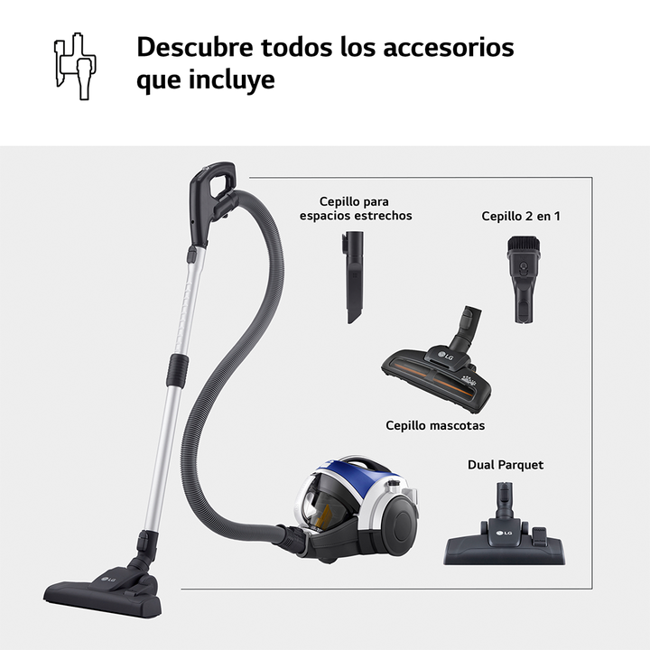 Aspirador sin bolsa 650W con sistema de compresi&oacute;n de polvo LG Kompressor, azul
