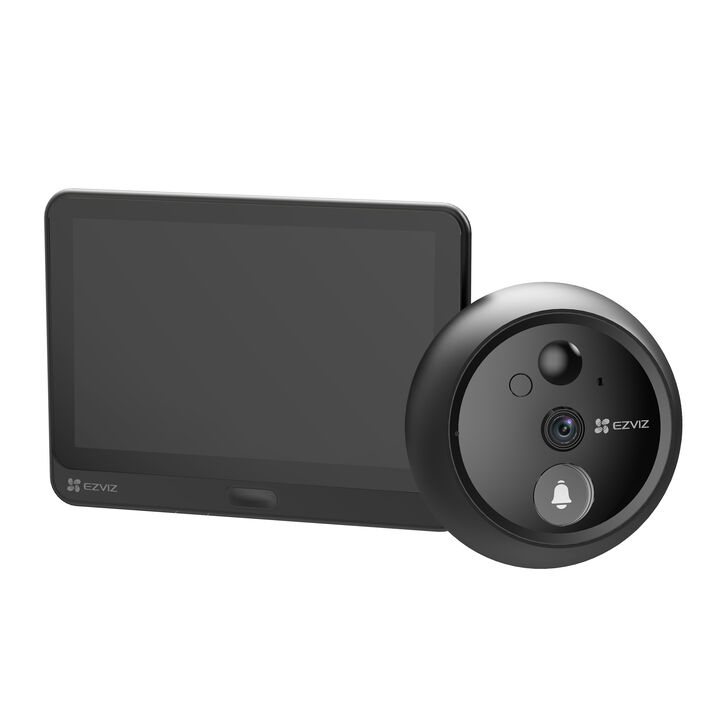 Mirilla inteligente Wi-Fi. La seguridad de la puerta principal simplificada y visible 
Proteja su puerta principal de forma sencilla con la HP4 de EZVIZ. Puede controlarla de forma remota con la aplicación EZVIZ; es más, basta con unos simples toques en la pantalla interior. La HP4 le mantiene conectado e informado, lo que añade una capa extra de seguridad a su familia