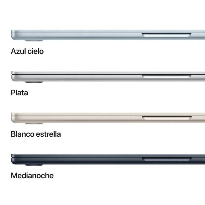 Al MacBook Air de 15 pulgadas con chip M4 trabajar y jugar no le pesa lo m&aacute;s m&iacute;nimo. Gracias a la combinaci&oacute;n de Apple Intelligence, una gran pantalla Liquid Retina, hasta 18 horas de autonom&iacute;a y un dise&ntilde;o superfino, ligero y ultrarresistente, el MacBook Air est&aacute; pensado para hacer lo que quieras donde quieras. Memoria 16 GB, capacidad SSD 256 GB.
