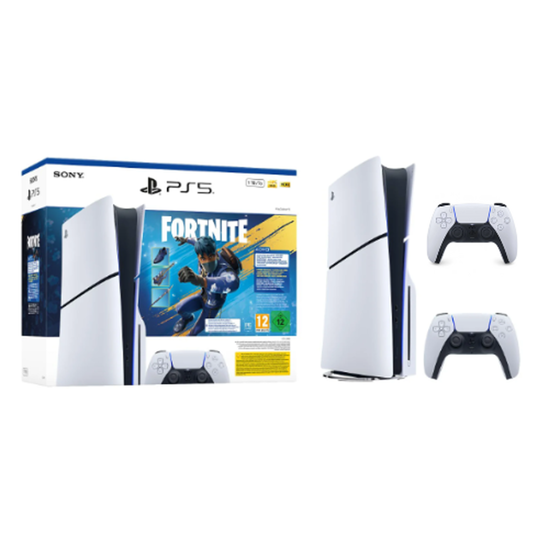 PS5 Consola 1TB Slim Disc Fortnite Flowering Chaos + PS5 DualSense White