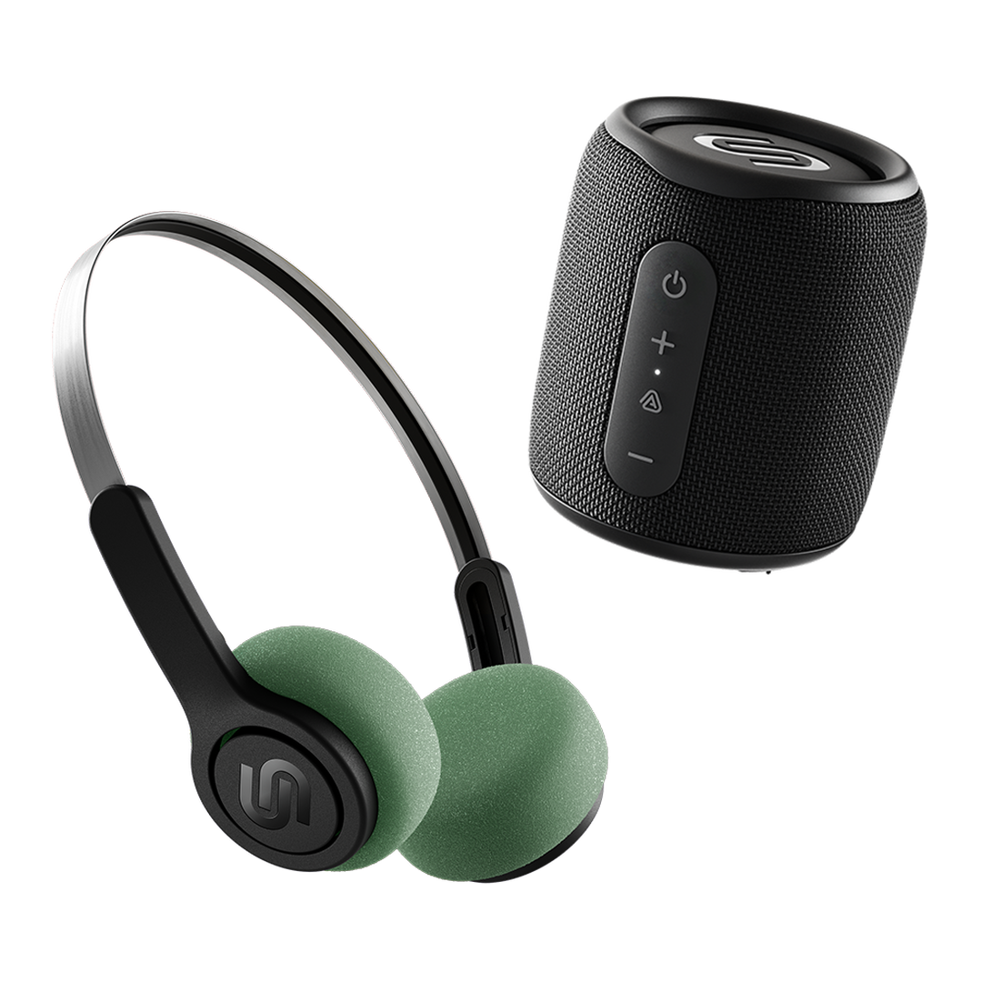 Auriculares Shibuya Negro + Altavoz Biarritz Negro