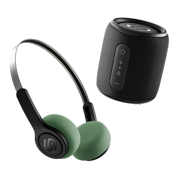 Auriculares on ear Shibuya Negro + Altavoz Biarritz Negro