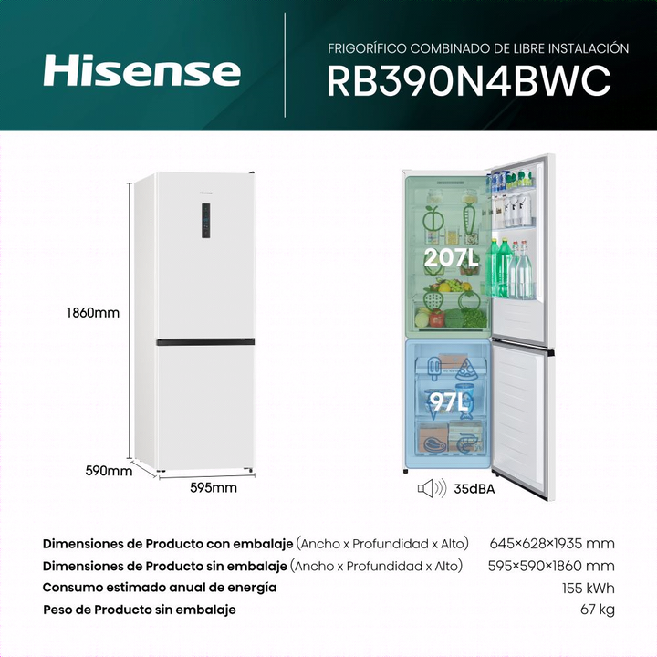 Frig. HISENSE Combi 2 Puertas