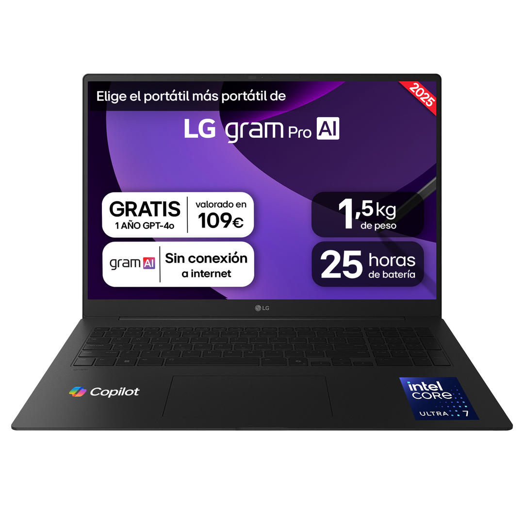 Port&aacute;til 17" LG gram pro 17Z90TR, Windows 11, Intel&reg; Core&trade; Ultra7 , 32 GB RAM , 1TB SSD, NVIDIA RTX5050 con GDDR7 8GB , Pantalla IPS