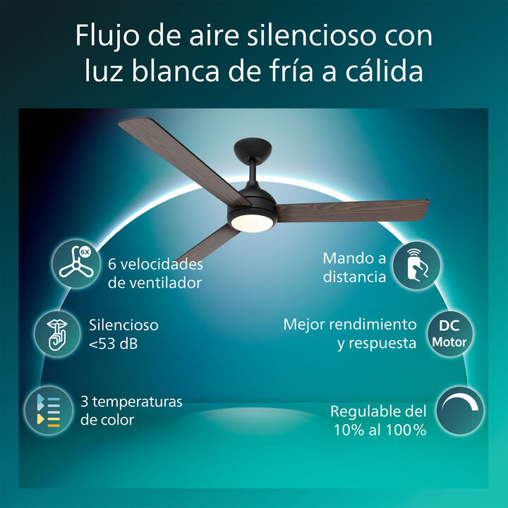 Ventilador de Techo Velyx 52&Prime; DC Negro madera