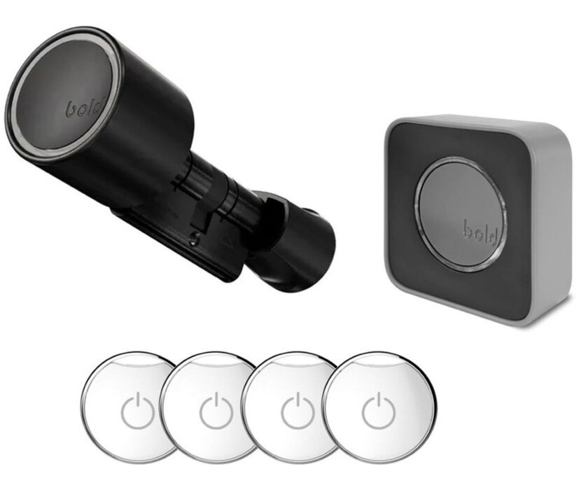 Pack de Cerradura inteligente de seguridad SKG m&aacute;ximo Bold Elite SX-33 negra + Connect hub + clicker mando 4 uds