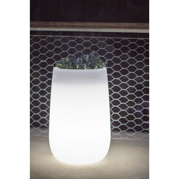 Macetero Camelia high Solar + Bater&iacute;a Luz RGBWW