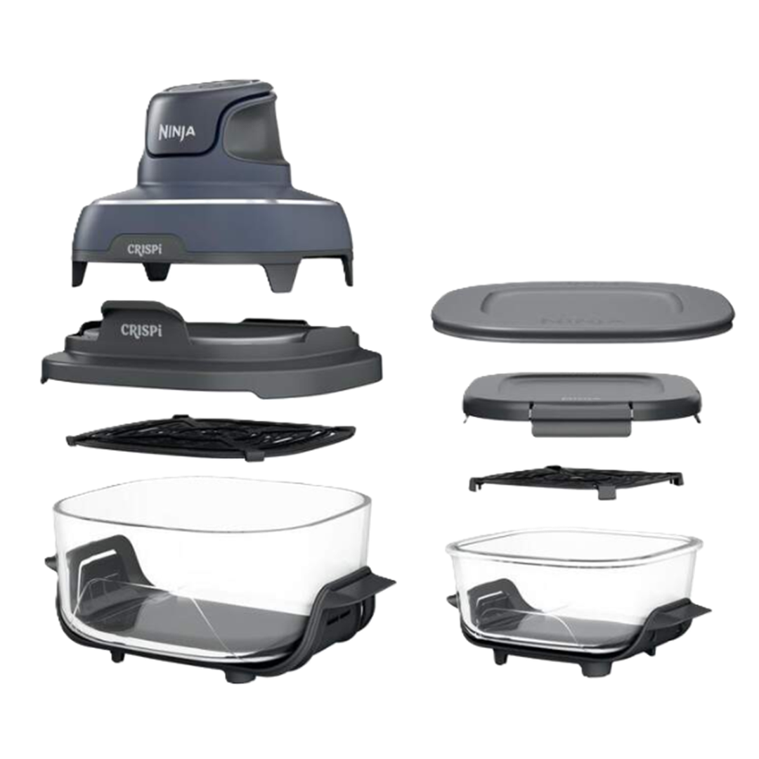 Te presentamos Ninja CRISPi, la freidora de aire portátil de cristal 4 en 1: el poder de una freidora de aire de tamaño estándar en la palma de tu mano. Solo tienes que ajustar el ligero PowerPod de 1700 vatios a uno de los recipientes de cristal para preparar desde raciones individuales a comidas para toda la familia, con 4 funciones de cocción en un solo dispositivo. Además, consume hasta un 50 % menos de electricidad que un horno de convección