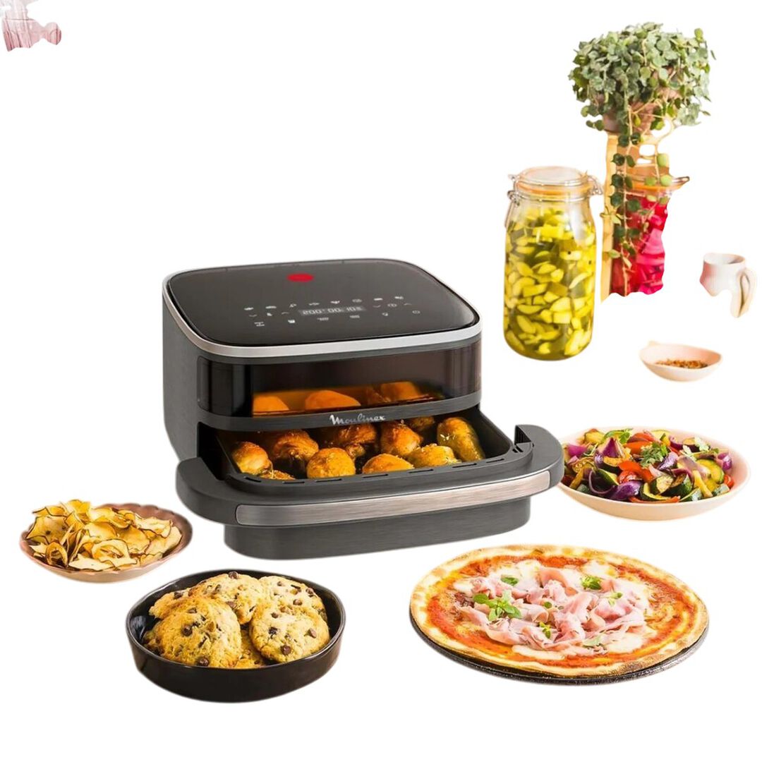 Descubre la freidora sin aceite MOULINEX Easy Fry XL Surface AL402HF0, perfecta para cocinar platos crujientes y saludables con una capacidad de 4 litros y control digital ajustable