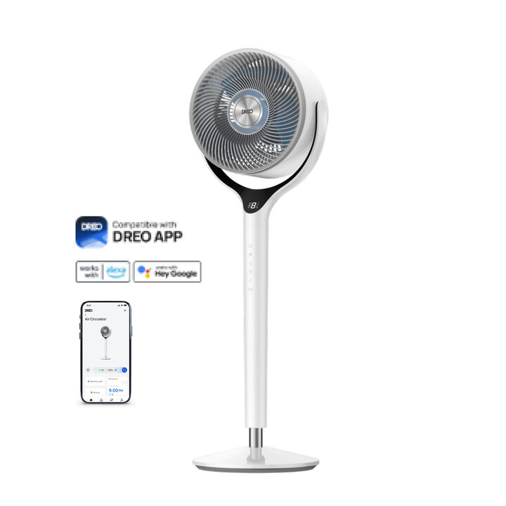 El ventilador compacto con potencia TurboPoly para una circulaci&oacute;n total Altura regulable: 94107 cm

 Alcance ultra-lejano: hasta 33,5 metros
 Motor DC: sin escobillas (BLDC) de 36 W
 Velocidad del aire: 8,3 m/s
 Volumen de aire: 1100 CFM ( 1.870 m3/h)
 Nivel sonoro: 62 dB
 Oscilaci&oacute;n autom&aacute;tica horizontal: 30&ordm; / 60&ordm; / 90&ordm; / 120&ordm;
 Tecnolog&iacute;a TurboPoly con aspas bi&oacute;nicas para un flujo potente y silencioso
 Luz ambiental RGB con control inteligente
 Compatible con Alexa / Google Home
 Rejilla frontal y aspas desmontables para f&aacute;cil limpieza

Aplicaciones:
 Dormitorios, oficinas y salones.
 Perfecto para quienes buscan comodidad, dise&ntilde;o elegante y control inteligente.