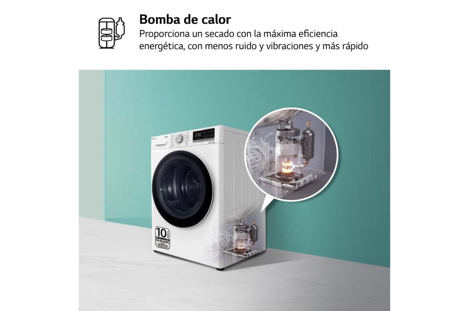 Secadora LG 8 kg con bomba de calor Dual Inverter, Wi-Fi, Eco Hybrid y ciclo antialergias
