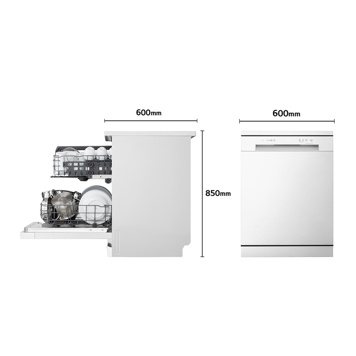 Lavavajillas 14 servicios con QuadWash, motor Direct Drive y Wi-Fi ThinQ.