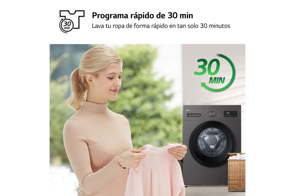 Lavadora LG 9 kg con AI Direct Drive Steam.