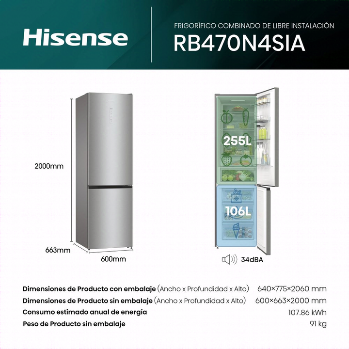 Frig. HISENSE Combi 2 Puertas