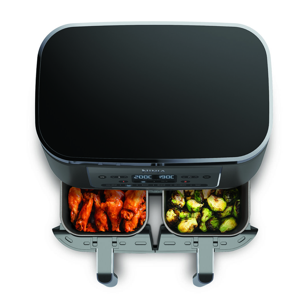 Freidora aire 6 en 1 + compart. doble 7.6L