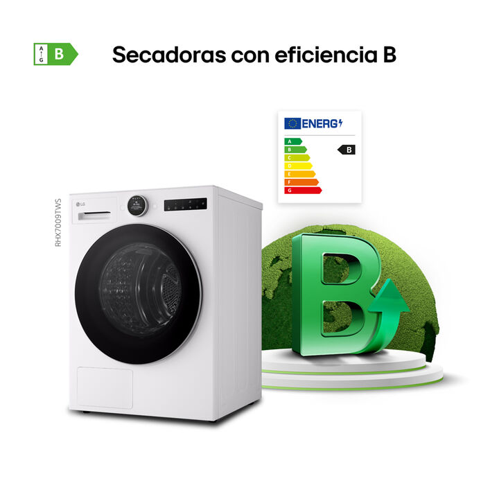 Secadora con Inteligencia artificial 9kg, clase energ&eacute;tica B, con Bomba de calor Dual Inverter, color Blanco, Serie 700