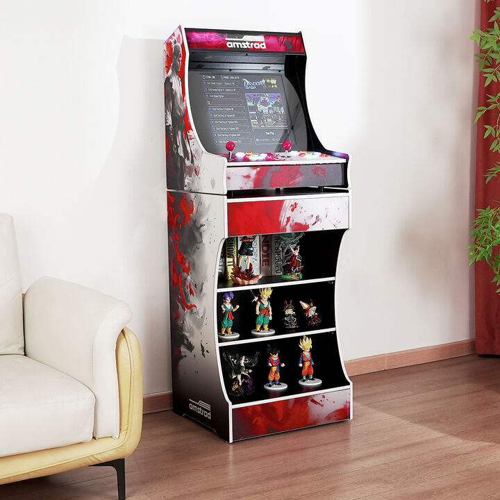 <!DOCTYPE html>
<html lang="es">
<head>
    <meta charset="UTF-8">
    <title>Caracter&iacute;sticas</title>
</head>
<body>

    <ul>
        <li>Contiene m&aacute;s de 2800 juegos</li>
        <li>Pantalla de 19" / 48 cm</li>
        <li>2 jugadores / 6 botones retroiluminados por jugador</li>
        <li>Altavoces integrados 2 x 20W</li>
        <li>CPU: Cu&aacute;druple n&uacute;cleo, CORTEX-A7 1.2 GHz</li>
        <li>GPU: MALI400MP2@600MHz</li>
        <li>Memoria: DDR3/1866 512MB</li>
        <li>Sistema de almacenamiento integrado: Micro SD 32GB</li>
        <li>2 joysticks</li>
        <li>4 botones de control (cr&eacute;dito, inicio, pausa, inicio)</li>
        <li>Estructura de madera</li>
        <li>Idioma del men&uacute;: Ingl&eacute;s</li>
        <li>Men&uacute; de b&uacute;squeda</li>
        <li>Fuente de alimentaci&oacute;n 220V</li>
    </ul>

</body>
</html>