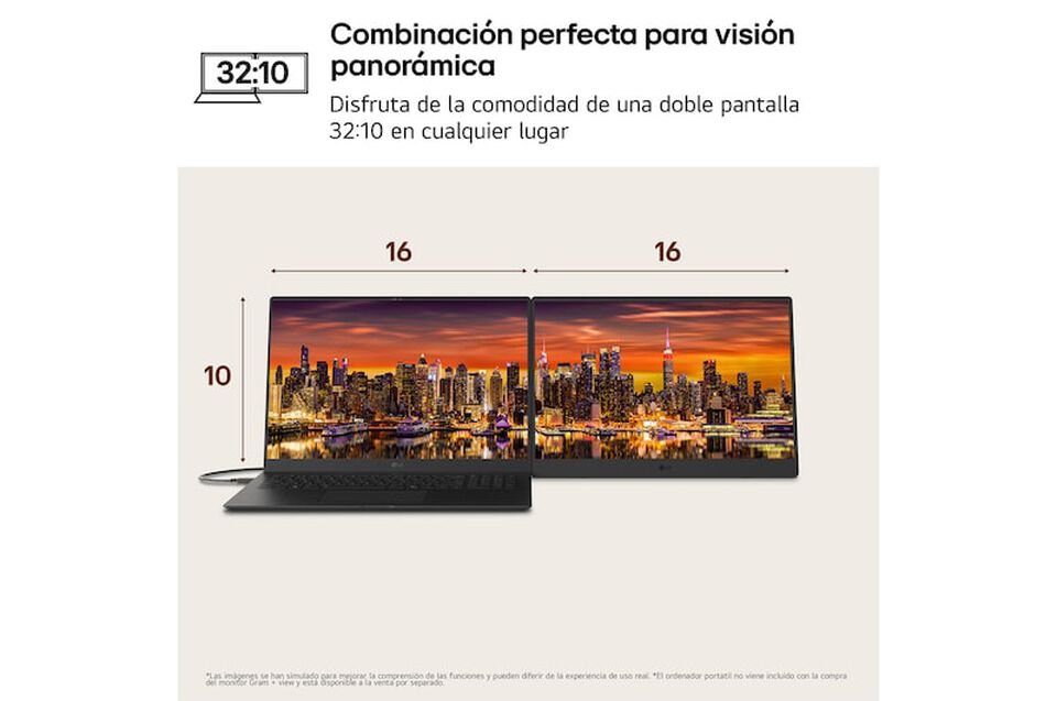 Monitor port&aacute;til LG Gram +view 17MT70-ASDWU de 17", WQXGA, USB-C y HDMI Mini, ultraligero y vers&aacute;til.