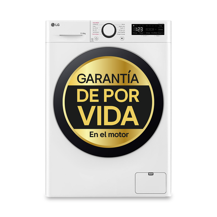 Lava-secadora 11 kg/6 kg con motor AI DD&trade;, TurboWash 360&deg;, vapor Steam&trade;, panel LED y Wi-Fi.