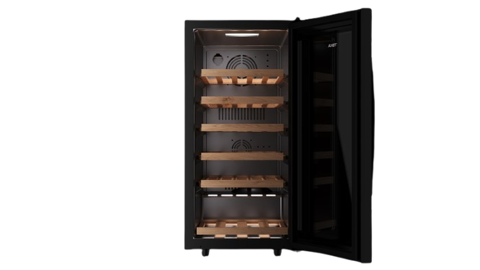 Vinoteca de libre instalaci&oacute;n con capacidad para 32 botellas. Control electr&oacute;nico. Temperatura ajustable. Patas regulables. Iluminaci&oacute;n Led