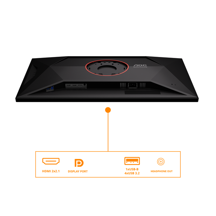 AOC U32G4U Monitor 32" UHD, 144Hz, Fast IPS, 1ms GtG, DisplayHDR 400, Adaptive Sync, Altura ajustable (3840x2160, 2x HDMI 2.1, 1x DP 1.4, USB Hub), Negro