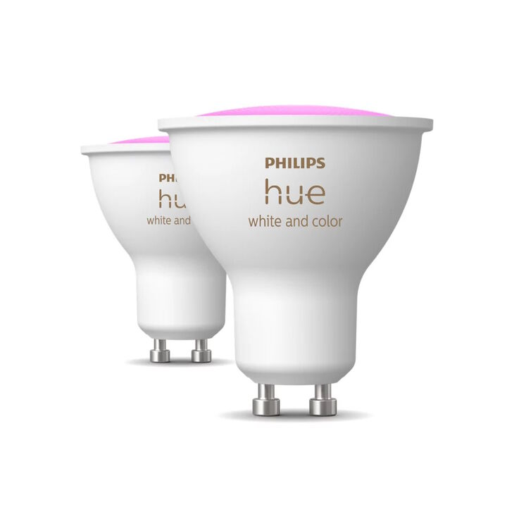 Pack Doble GU10 Philips Hue White & Color & Bluetooth.

LED integrado.

Bridge NO incluido.

Dimmer Switch NO incluido.

Controlable  por Wifi & Bluetooth.

Da color a tu hogar con un foco con casquillo. Con 16 millones de colores, esta luz puede aportar una nueva personalidad a tu hogar. Contr&oacute;lalo al instante por Bluetooth en una habitaci&oacute;n, o bien con&eacute;ctate a un Hue Bridge para disfrutar de toda la variedad de funciones.