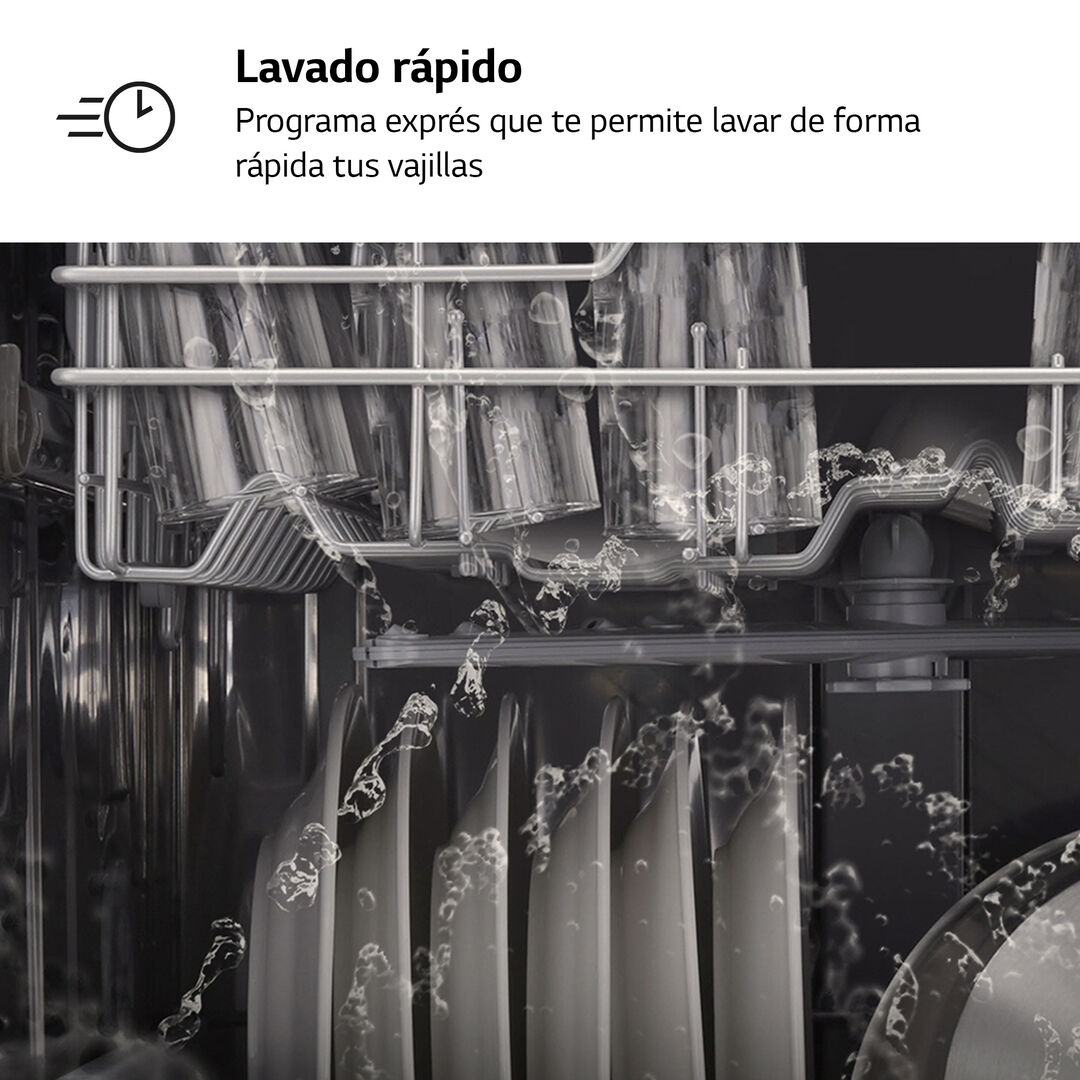 Lavavajillas LG 13 cubiertos con acero inox, 8 programas, eficiencia E y bloqueo infantil