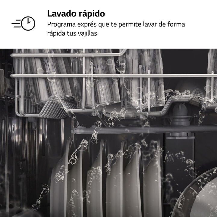 Lavavajillas LG 13 cubiertos con acero inox, 8 programas, eficiencia E y bloqueo infantil