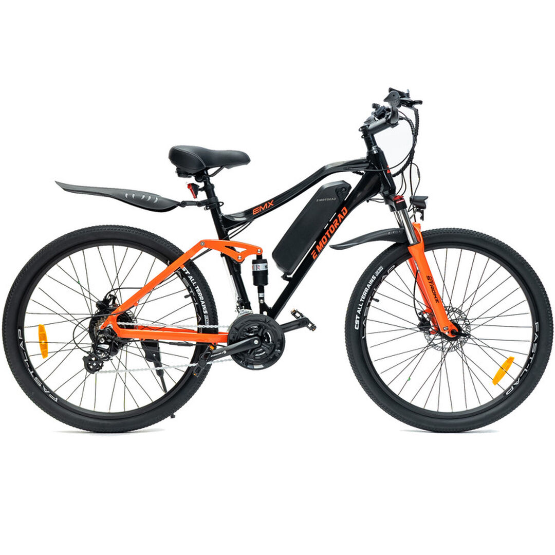 Bicicleta el&eacute;ctrica monta&ntilde;a 27,5" EMX NegroNaranja