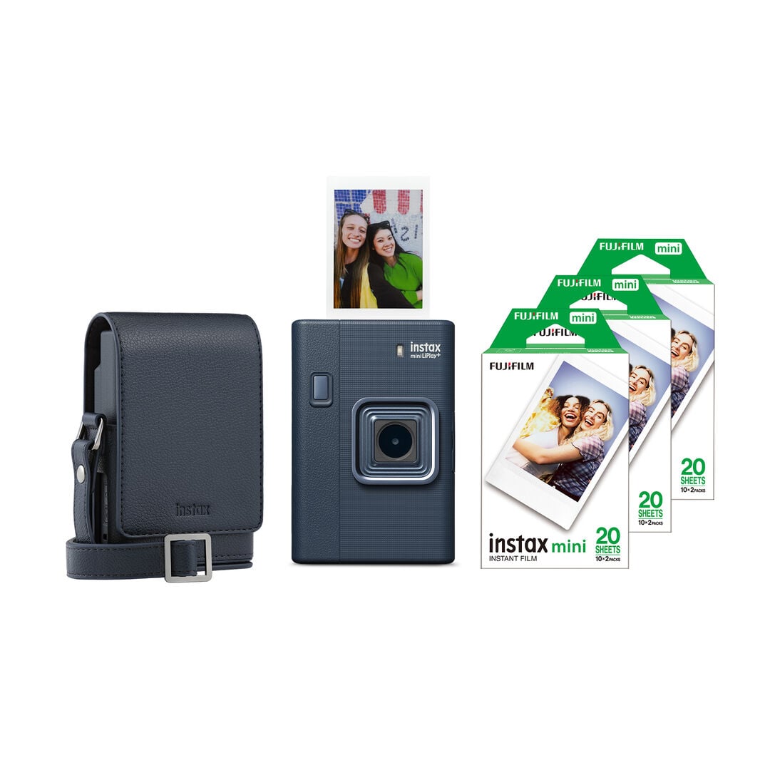C&aacute;mara  instax mini LiPlay+ con funda  y 60 fotos
