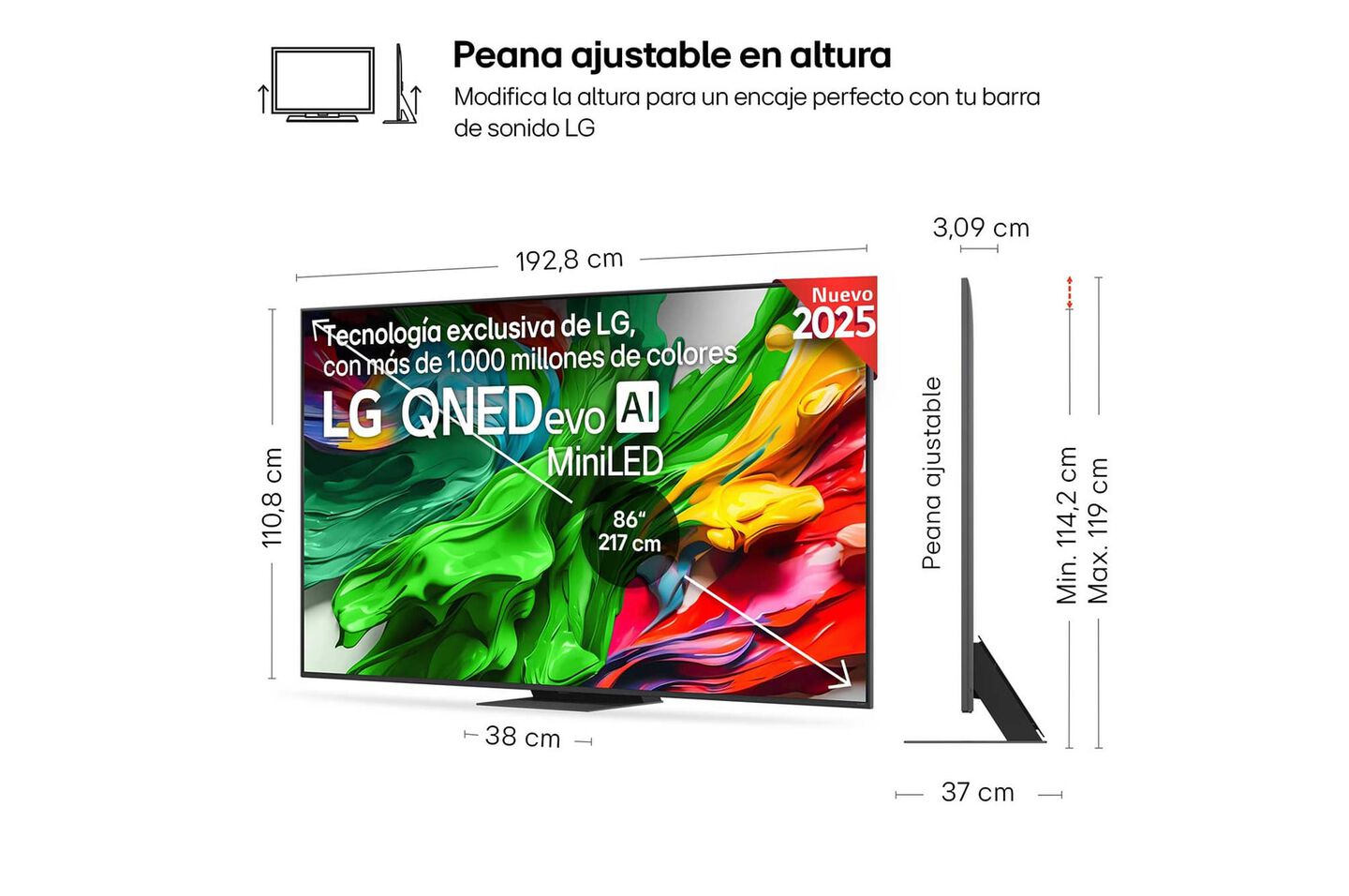 Smart TV LG QNED evo AI QNED86 86 pulgadas MiniLED 4K 2025