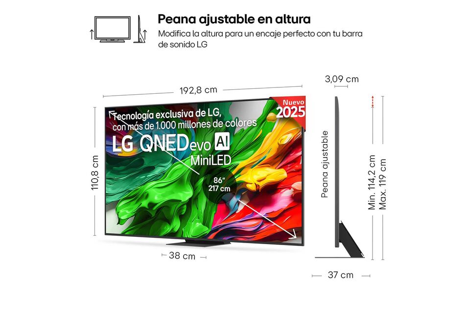 Smart TV LG QNED evo AI QNED86 86 pulgadas MiniLED 4K 2025