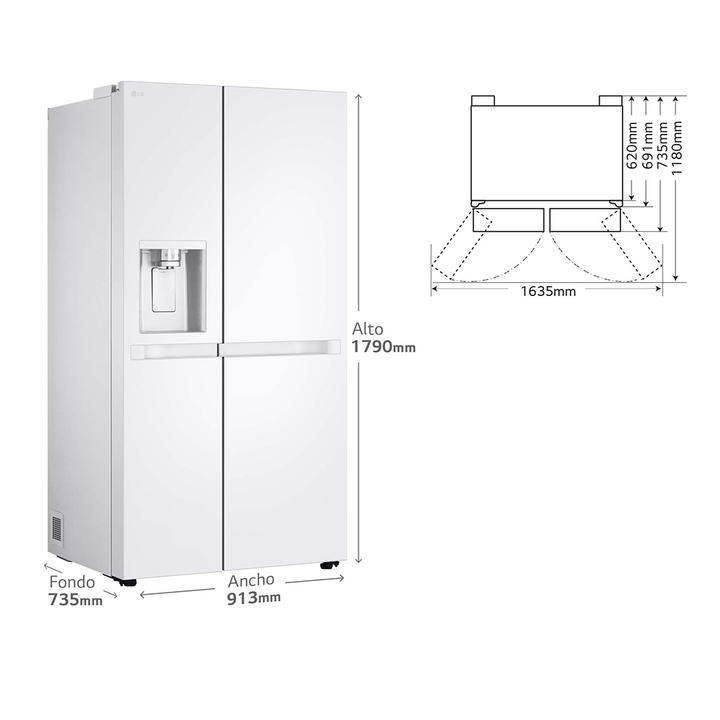 Frigor&iacute;fico Side by Side 638 L blanco, No Frost, Smart Inverter, l&iacute;nea eficiente E.