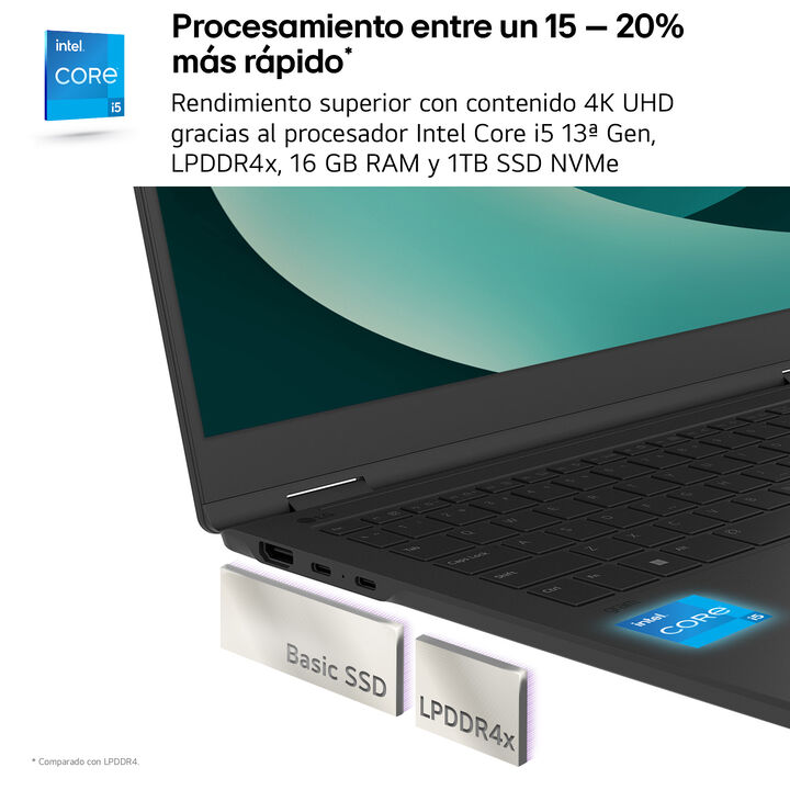 Port&aacute;til 14" LG gram - 14Z90RU, Windows 11, Intel&reg; Core&trade; i5, 16 GB RAM, 1 TB SSD, Panel IPS WUXGA (1920x1200), Ligero 1 kg, 24,5 horas de bater&iacute;a, Negro