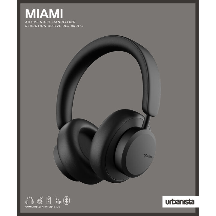 Emprende un viaje de sonido con los nuevos y avanzados auriculares Miami que ofrecen hasta 50 horas de reproducci&oacute;n. L&aacute;nzate a tu m&uacute;sica favorita con la Cancelaci&oacute;n Activa de Ruido que bloquea los sonidos ambientales para una mayor concentraci&oacute;n, sumergi&eacute;ndote en tu canci&oacute;n o podcast favorito. Mantente al tanto con el Modo de Sonido Ambiental, una tecnolog&iacute;a avanzada que filtra los sonidos importantes para que puedas mantenerte en alerta sin tener que presionar pausa. Miami se encuentra disponible en cuatro colores elegantes inspirados en el ritmo y ambiente de la ciudad.